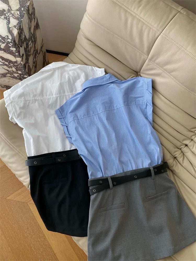 不費力的清爽氣質 襯衫短裙洋裝