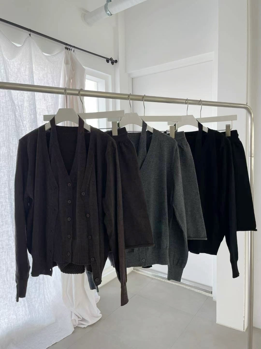 英倫優雅削肩背心/外套/褲裝三件式套裝