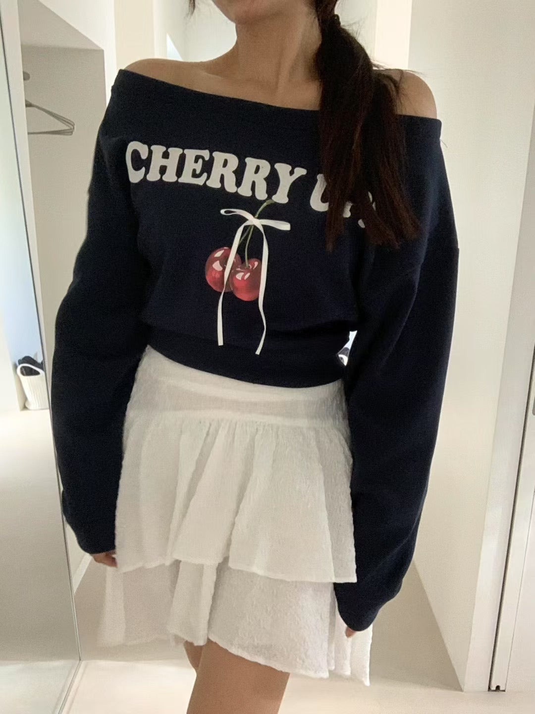 Cherry up!🍒寬領棉質上衣