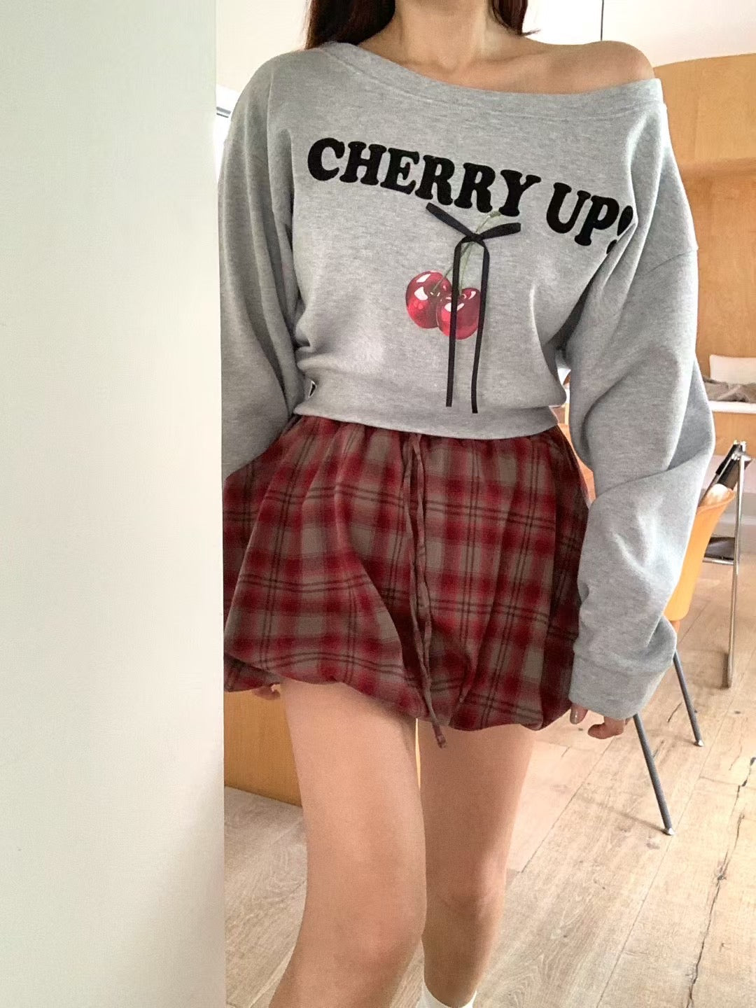 Cherry up!🍒寬領棉質上衣