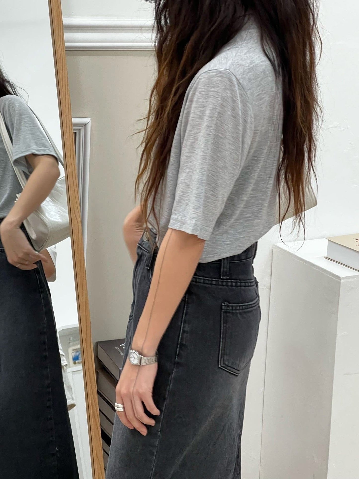 氣質微立領五分袖上衣