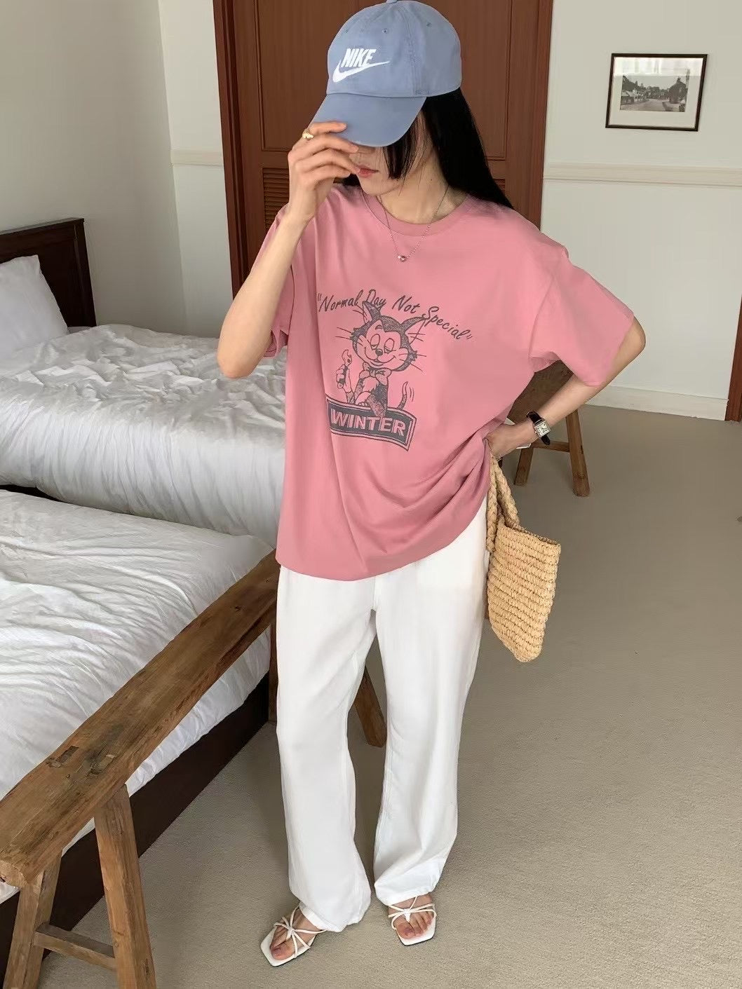 愛睏貓咪休閒棉質短袖T恤