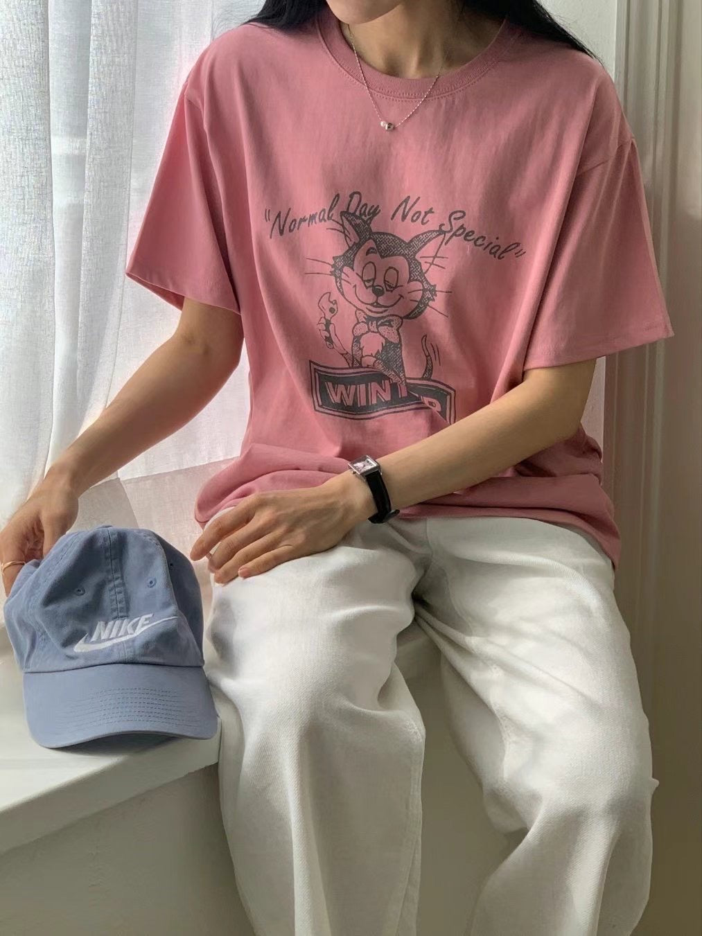 愛睏貓咪休閒棉質短袖T恤