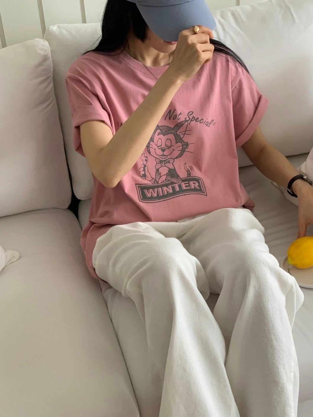 愛睏貓咪休閒棉質短袖T恤