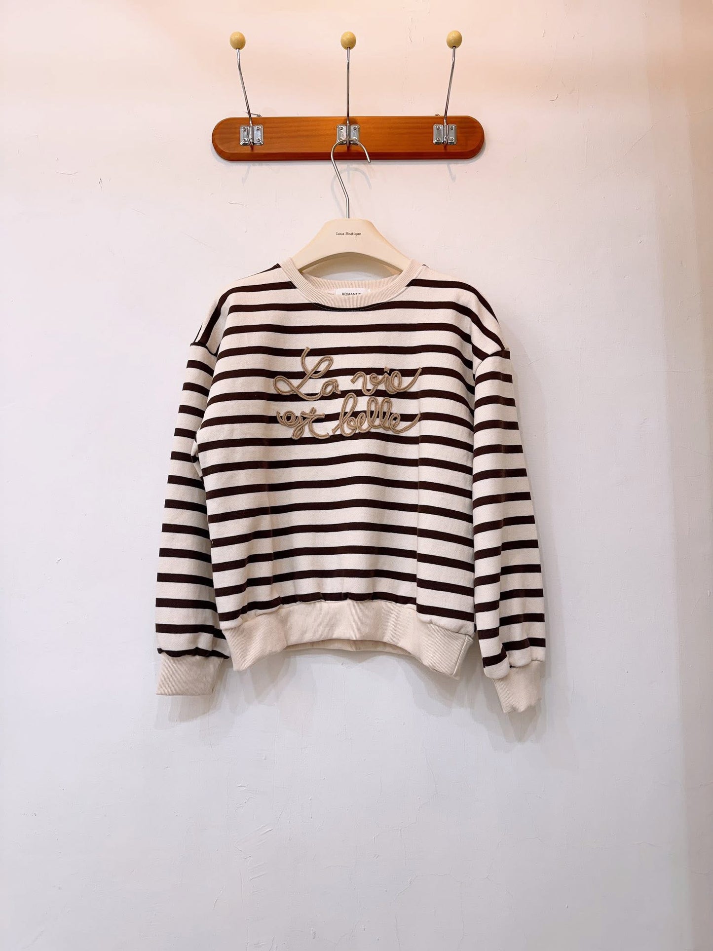 立體花樣文字條紋棉質上衣