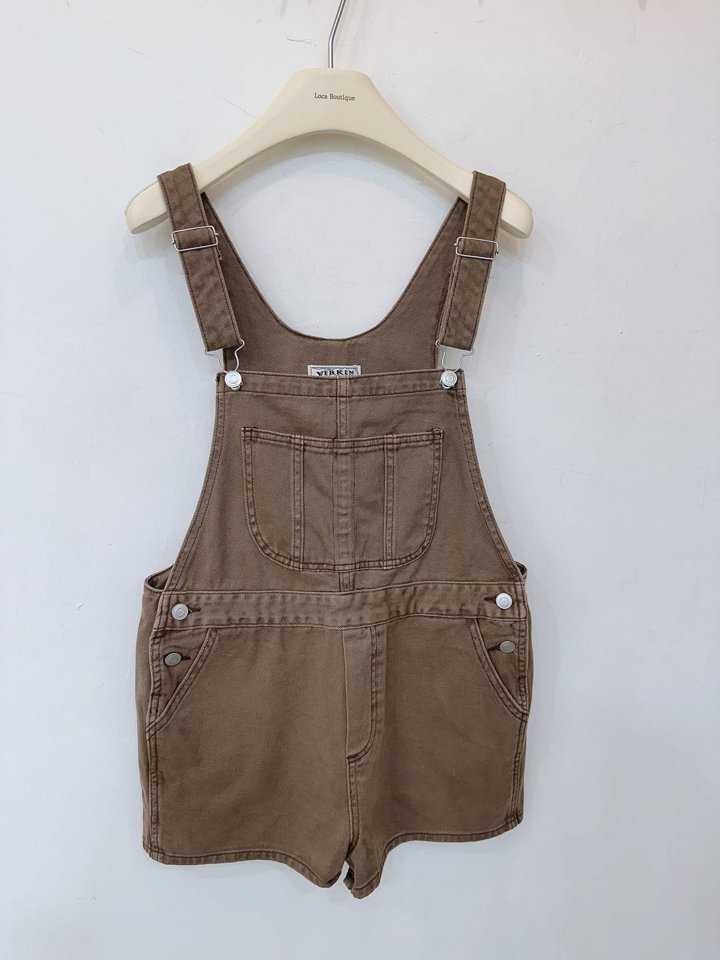 溫潤復古水洗丹寧吊帶褲