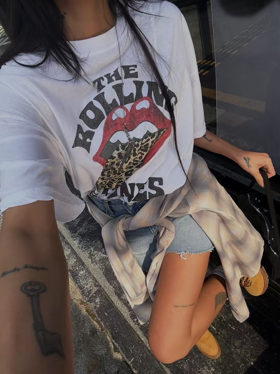 豹紋元素搖滾嘴唇💋tee