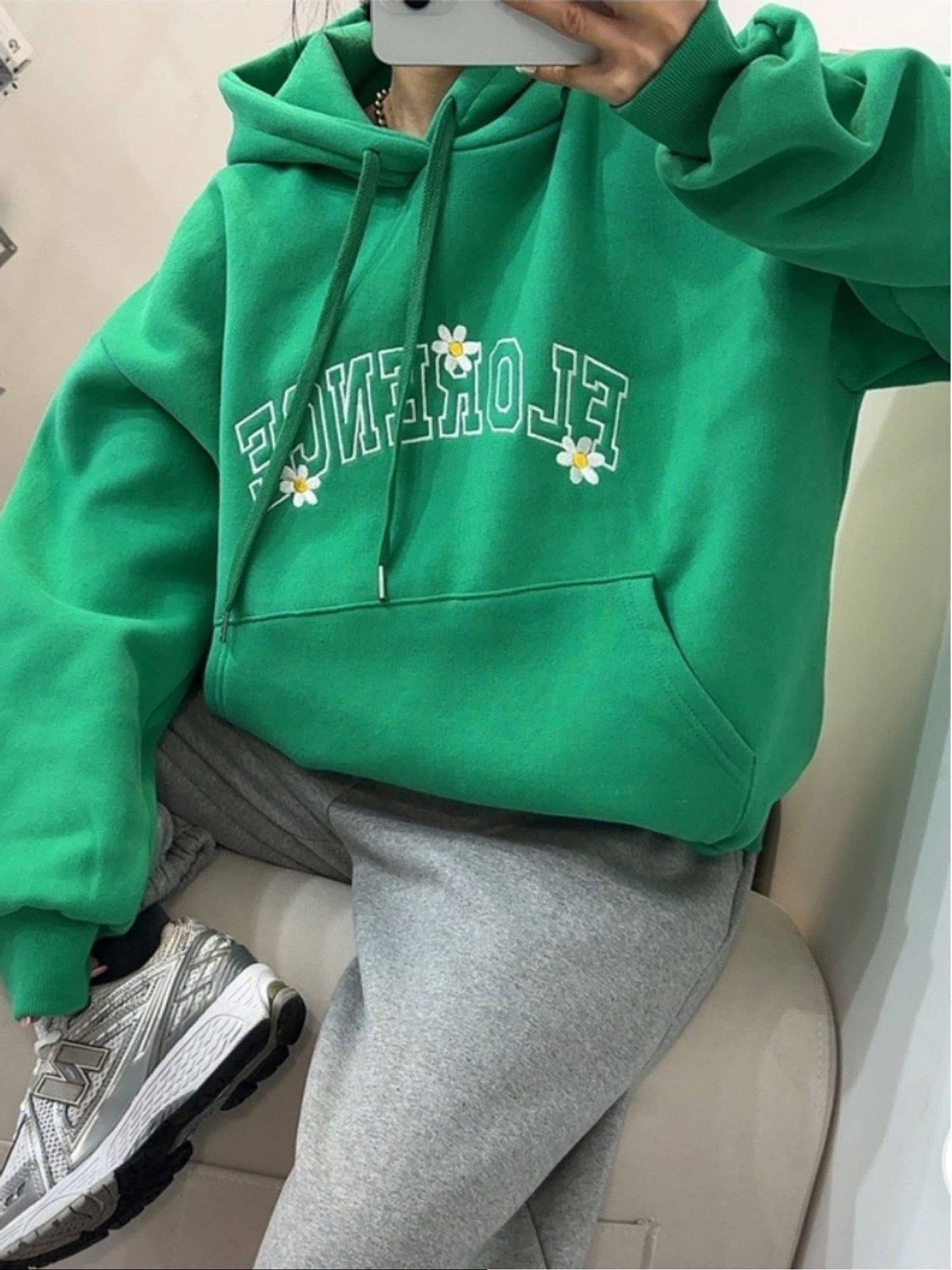 清新小花文字連帽t