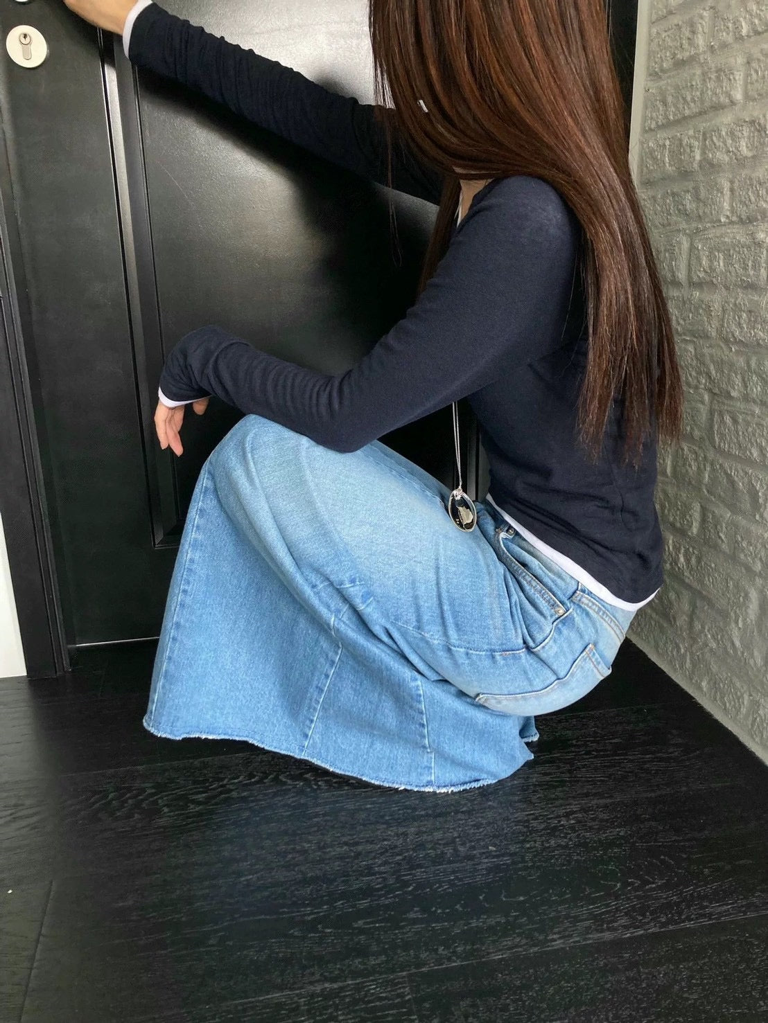 薄感羊毛天絲素面上衣