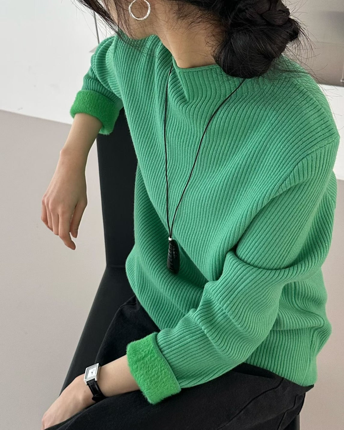 質感微領內刷毛上衣