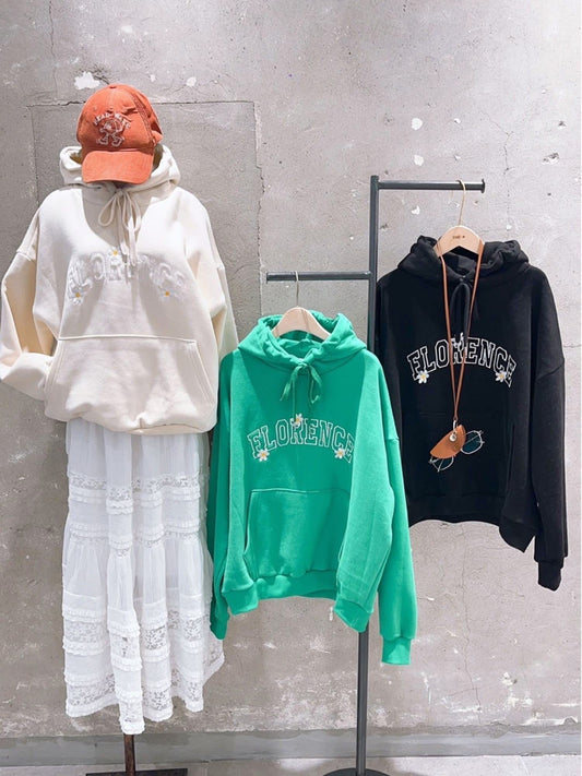 清新小花文字連帽t