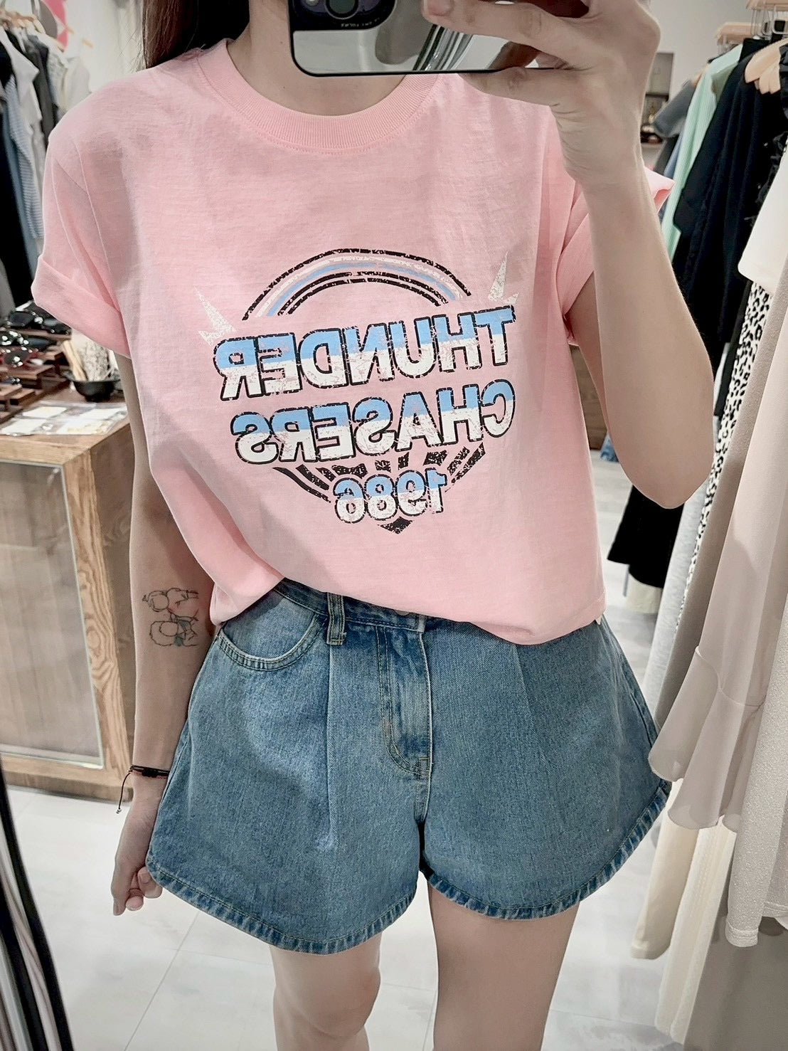 THUNDER CHASERS 復古印字Tee
