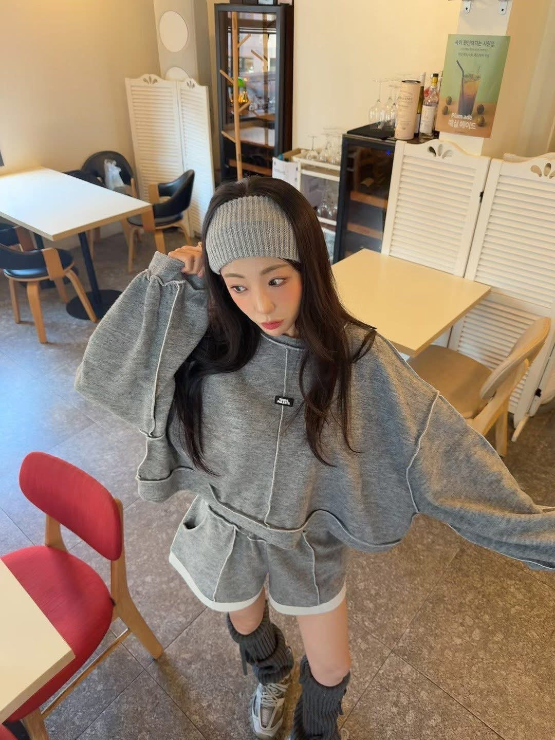 隨性小標籤寬鬆上衣/短褲