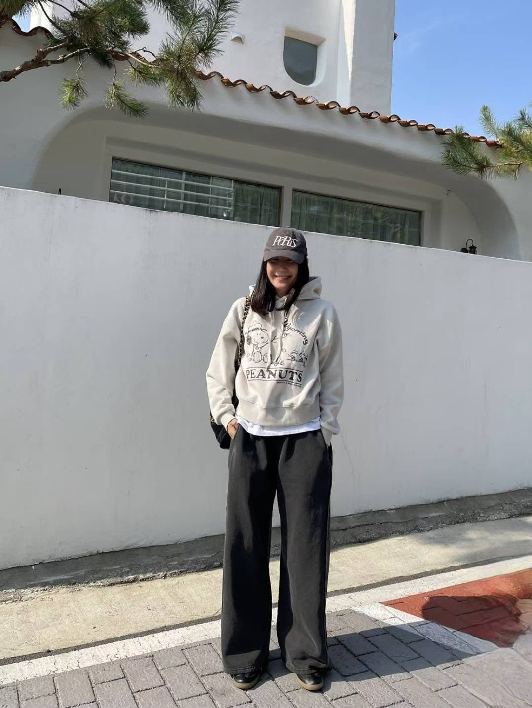 立體線段寬管直筒褲