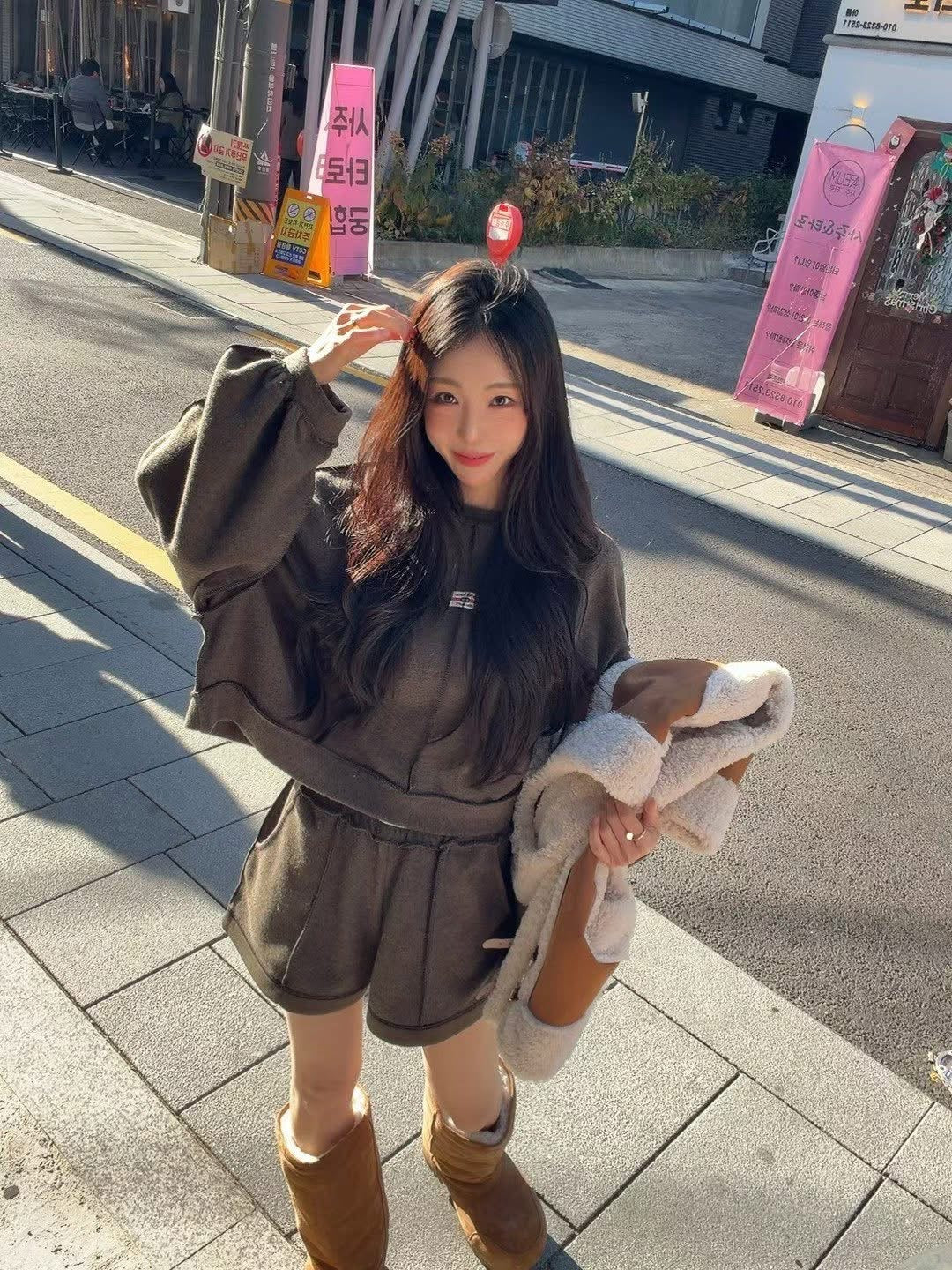 隨性小標籤寬鬆上衣/短褲