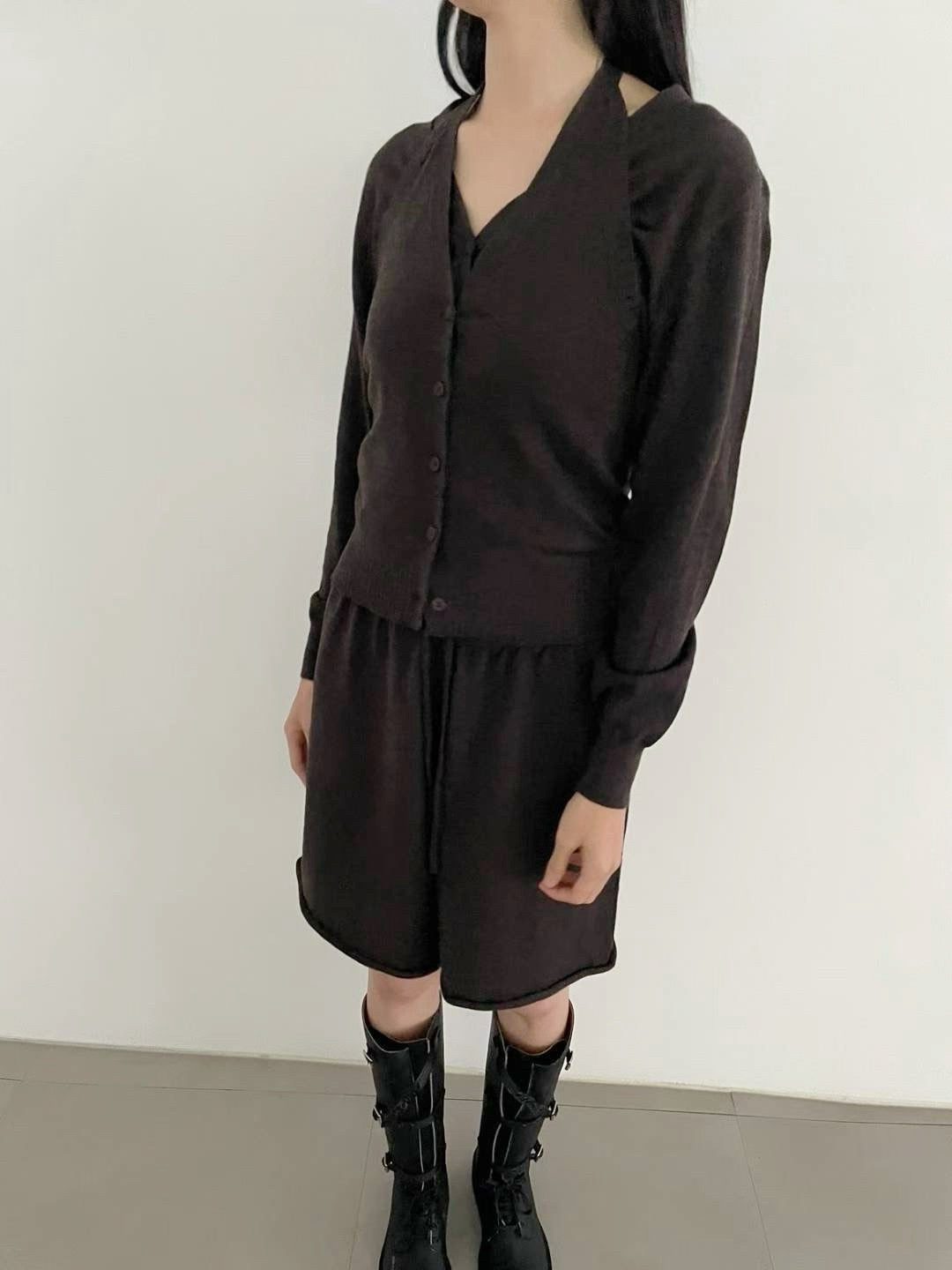 英倫優雅削肩背心/外套/褲裝三件式套裝