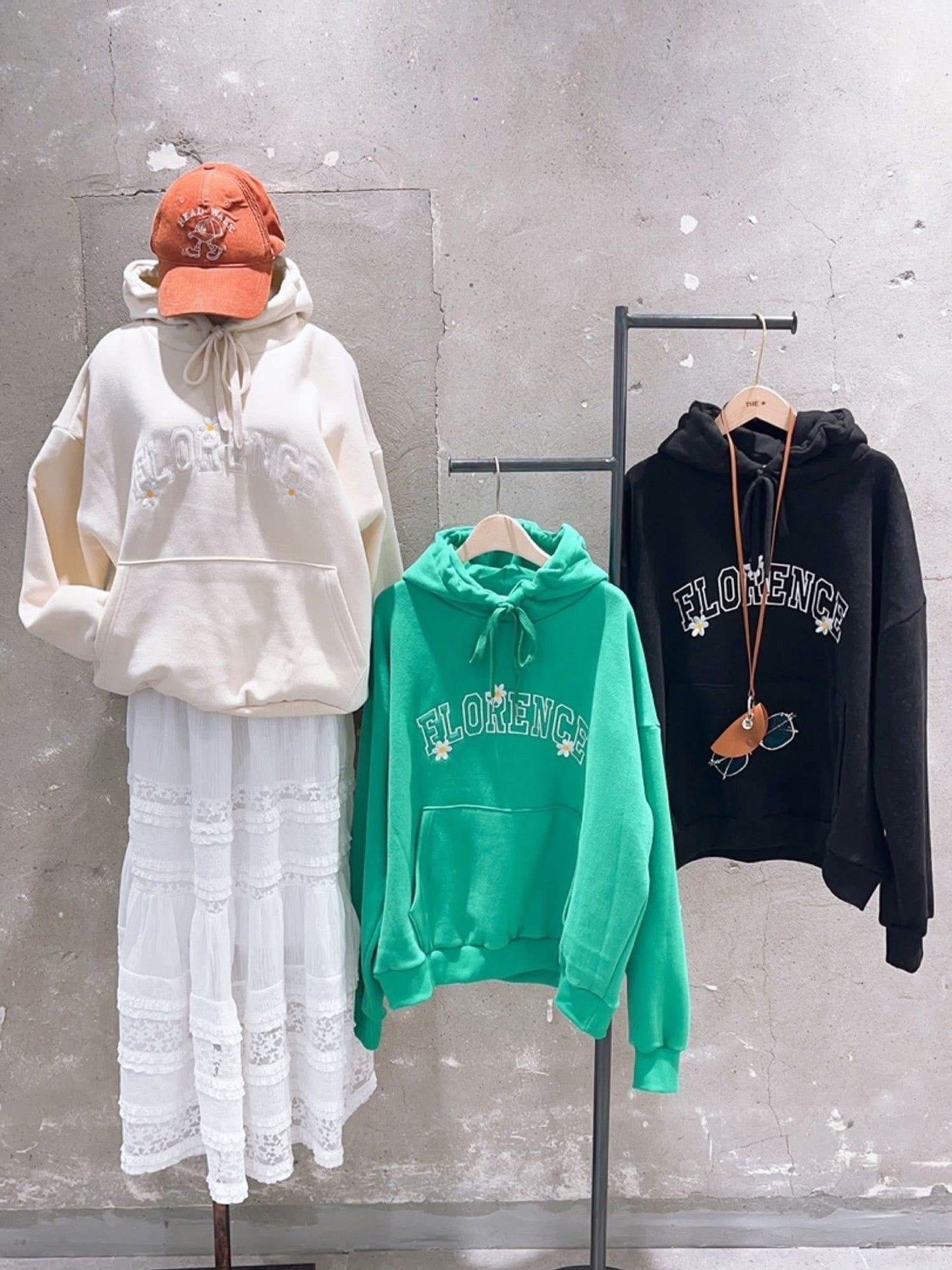 清新小花文字連帽t