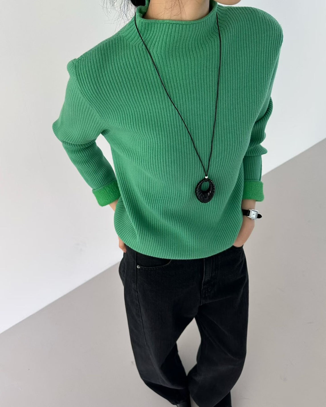 質感微領內刷毛上衣