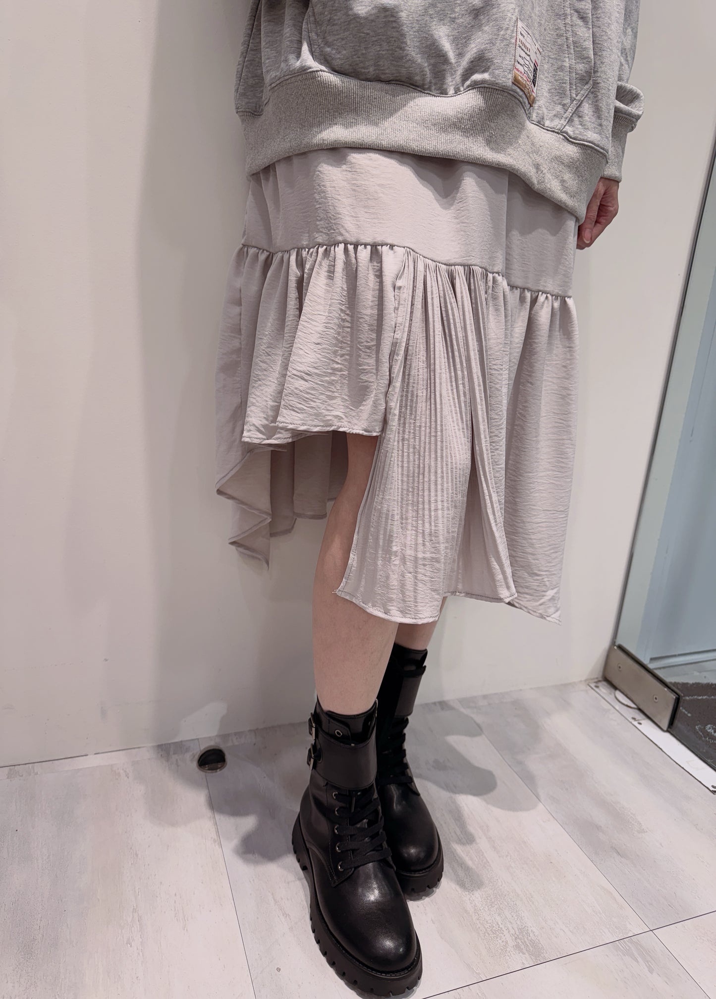 層次紗裙拼接連帽棉質洋裝