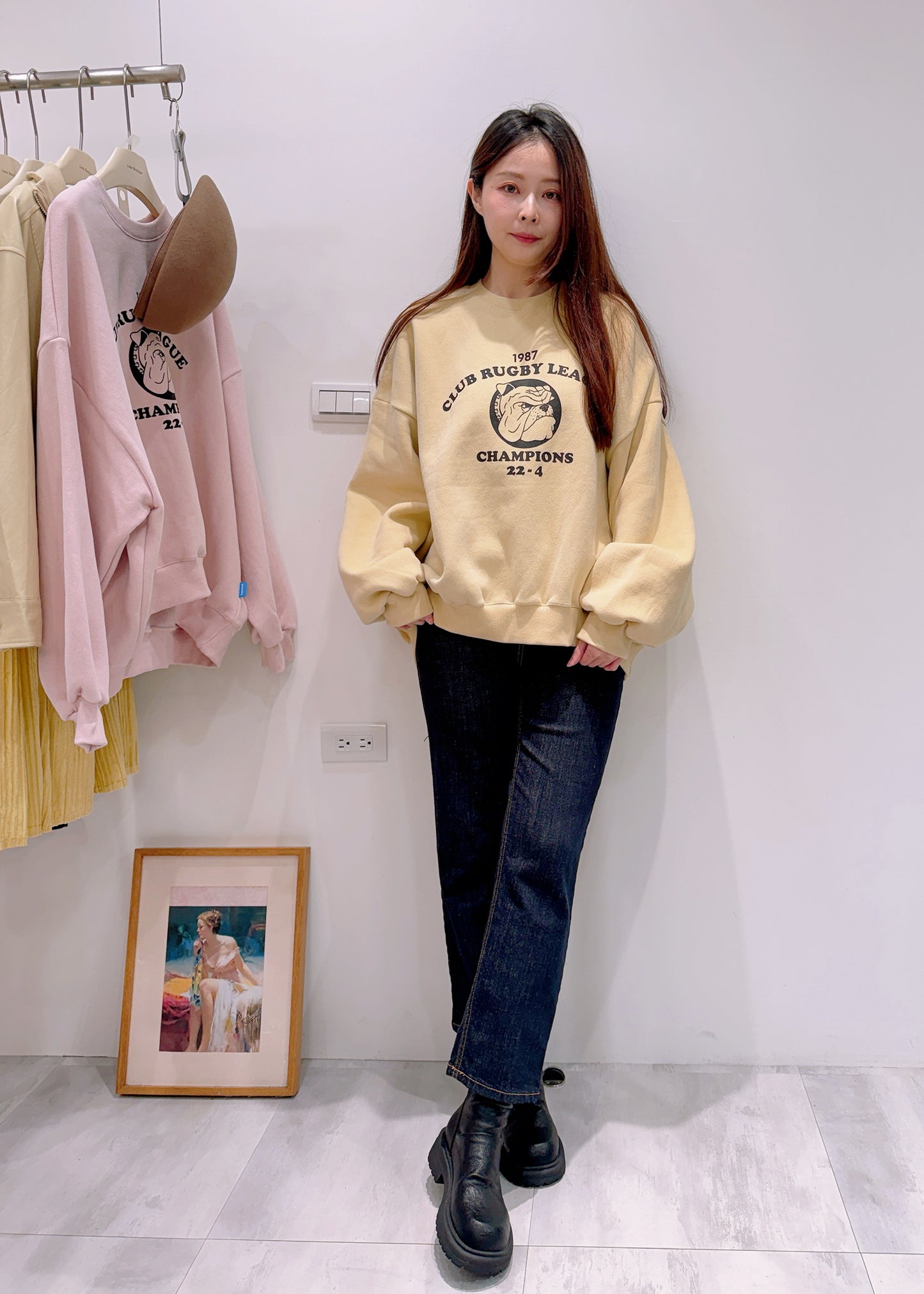 英鬥美式校園大學t