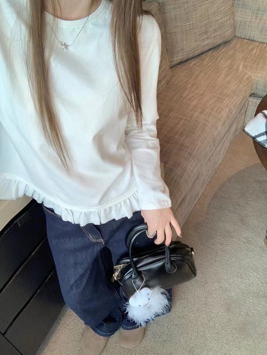 下層次荷葉簡約素面上衣