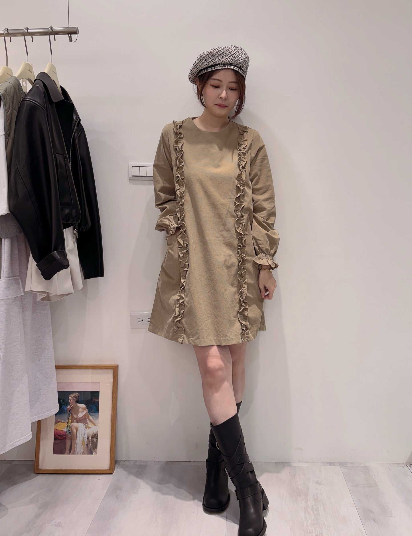 法式緞帶感花邊洋裝