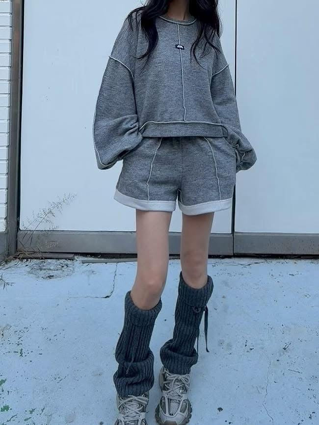 隨性小標籤寬鬆上衣/短褲