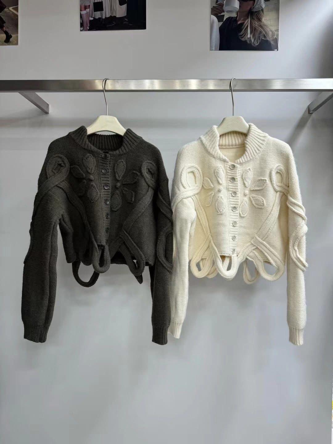 立體編花針織外套