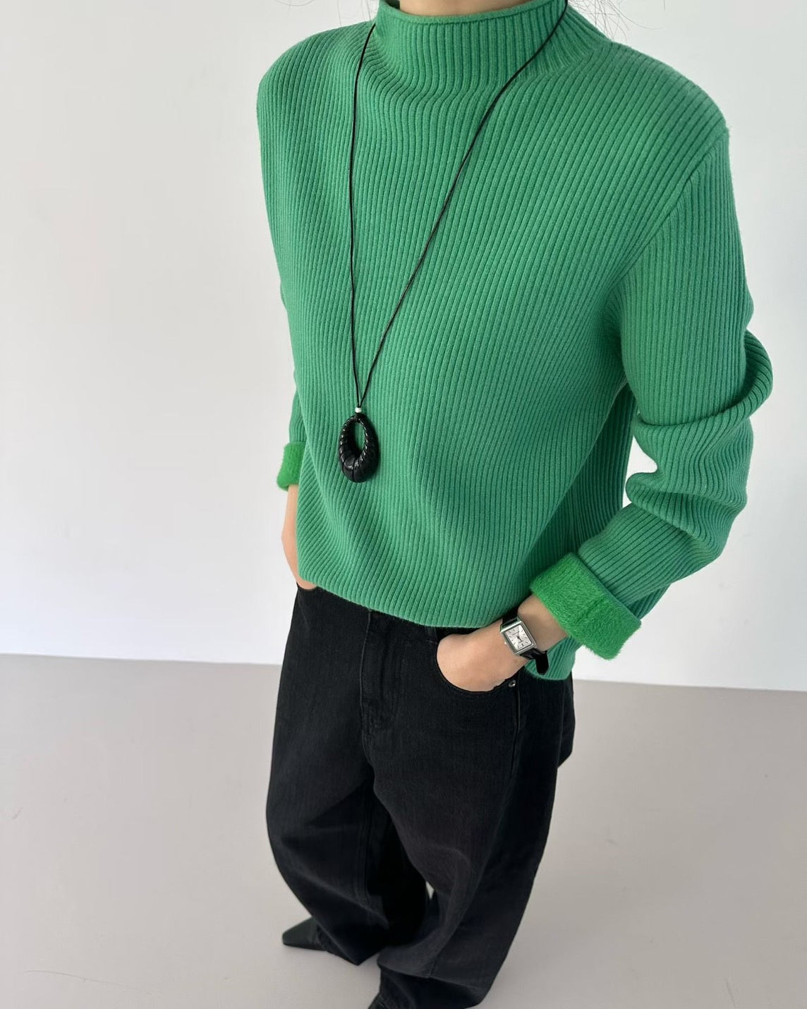 質感微領內刷毛上衣