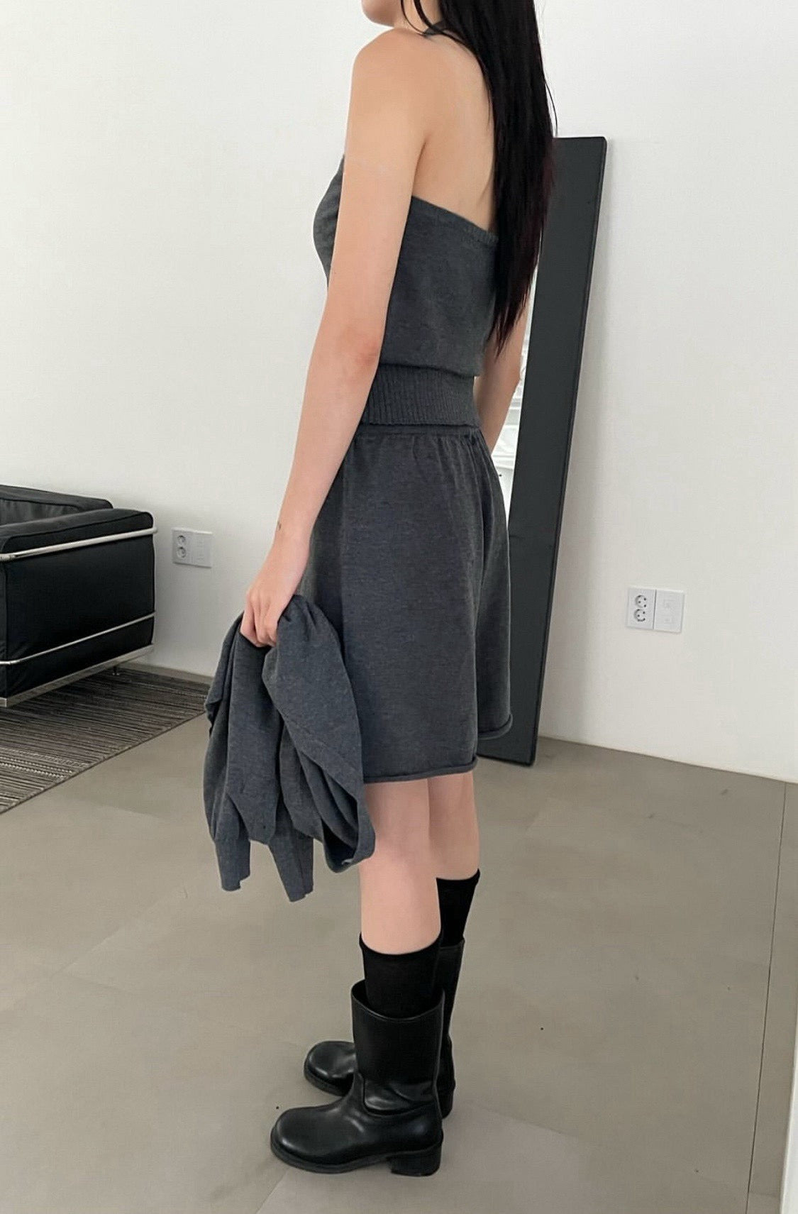 英倫優雅削肩背心/外套/褲裝三件式套裝