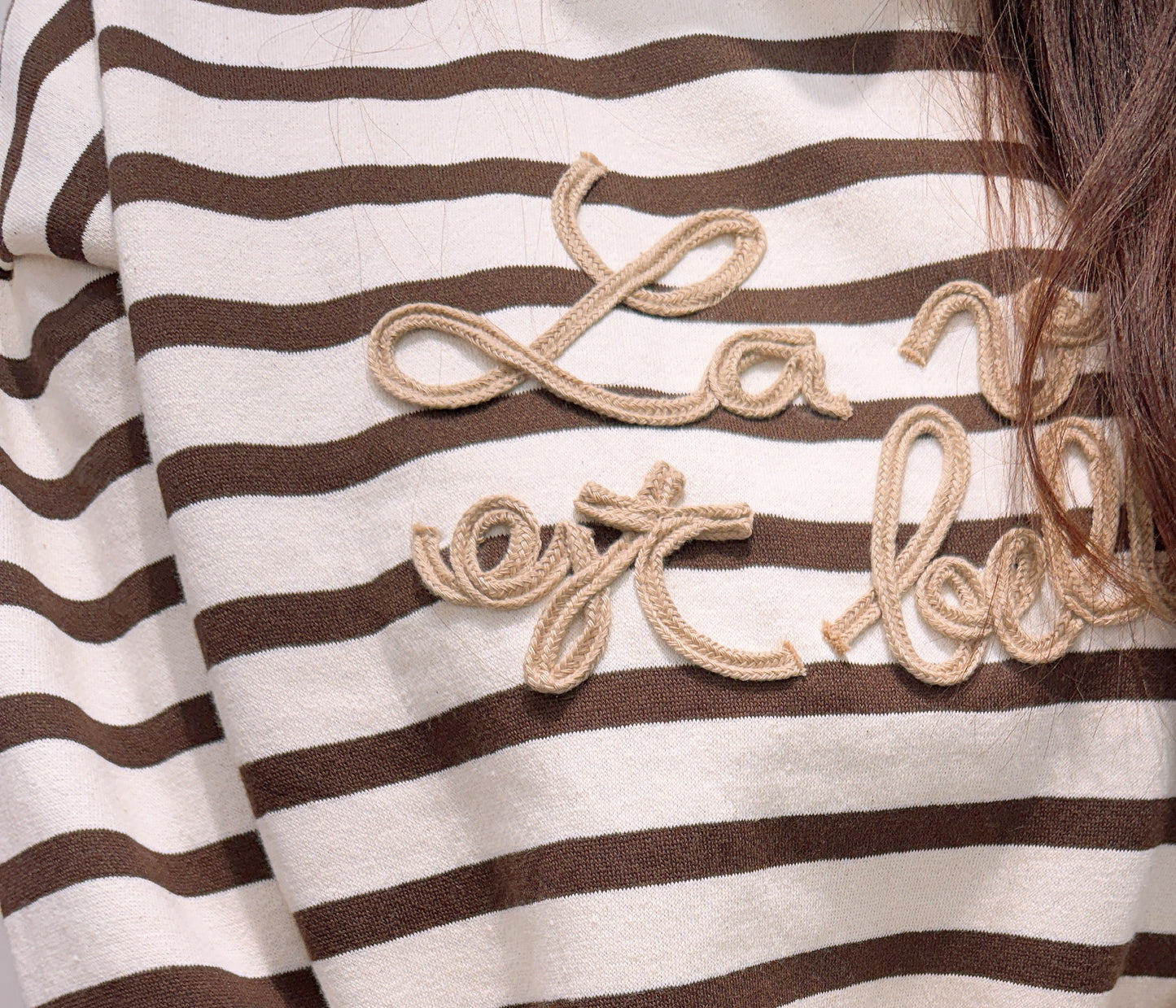 立體花樣文字條紋棉質上衣