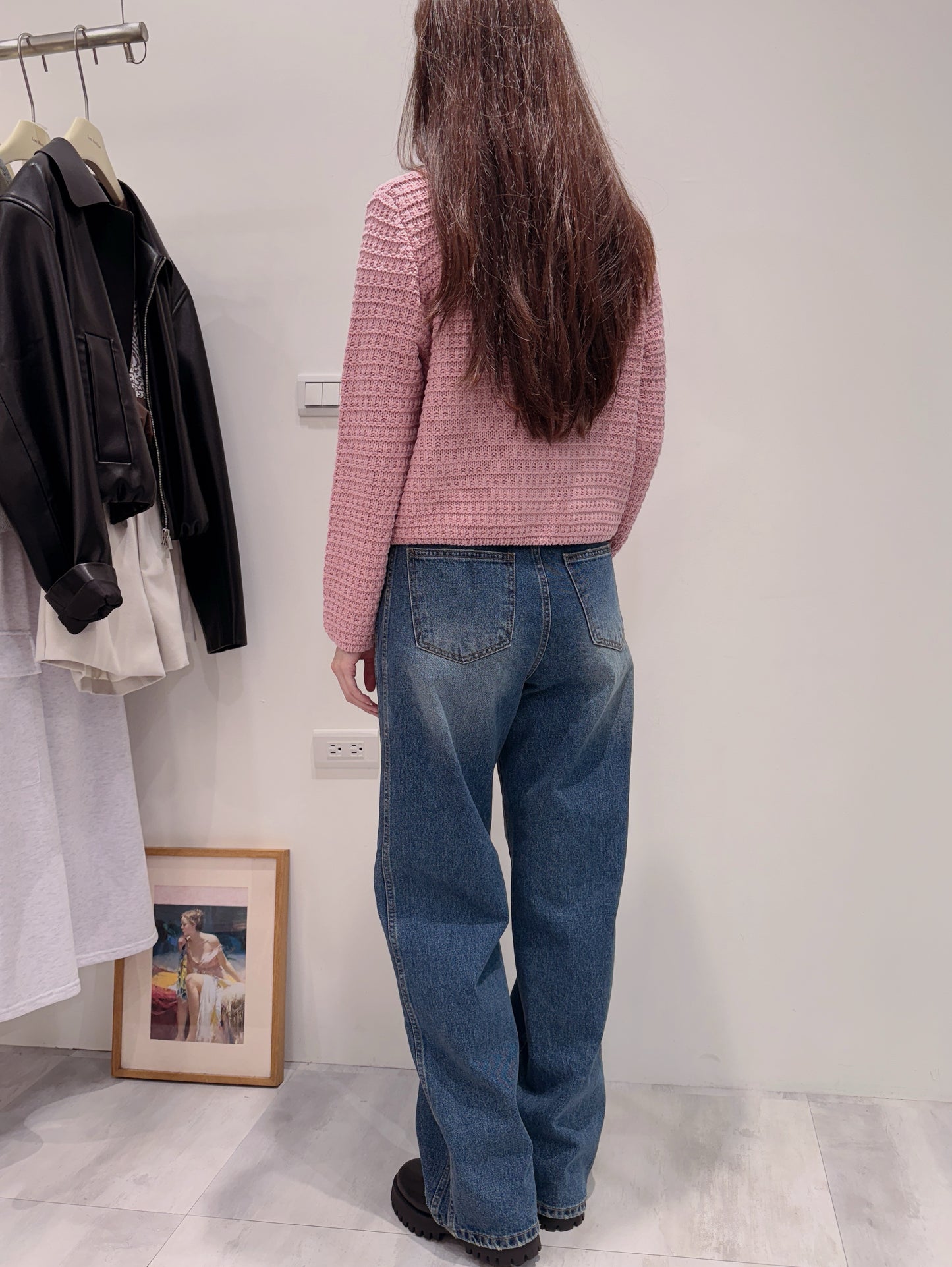 側壓雙線直身牛仔褲