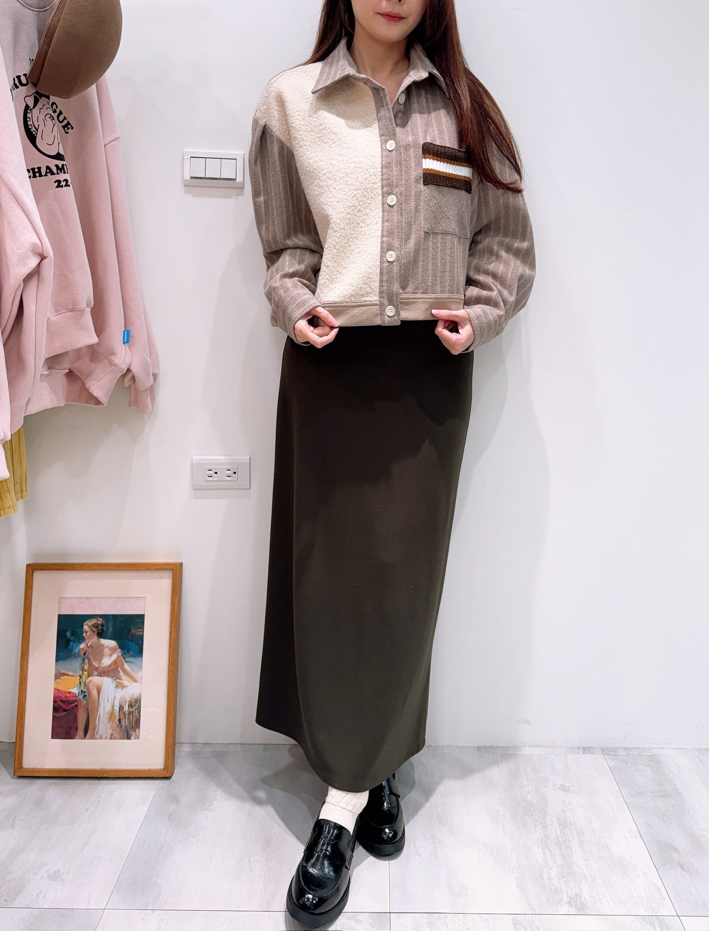 簡單穿素面長裙（內磨毛）