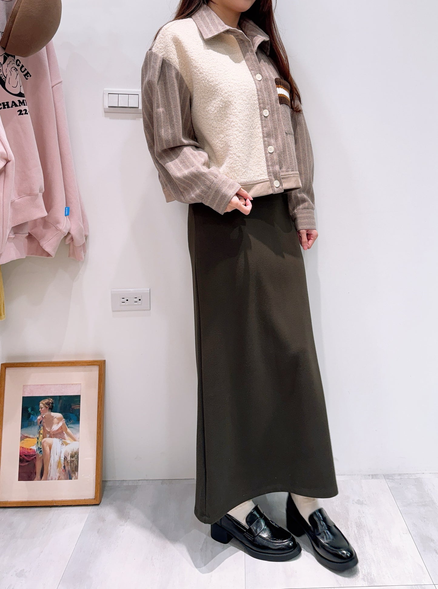 簡單穿素面長裙（內磨毛）