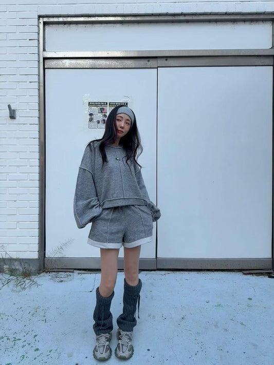 隨性小標籤寬鬆上衣/短褲