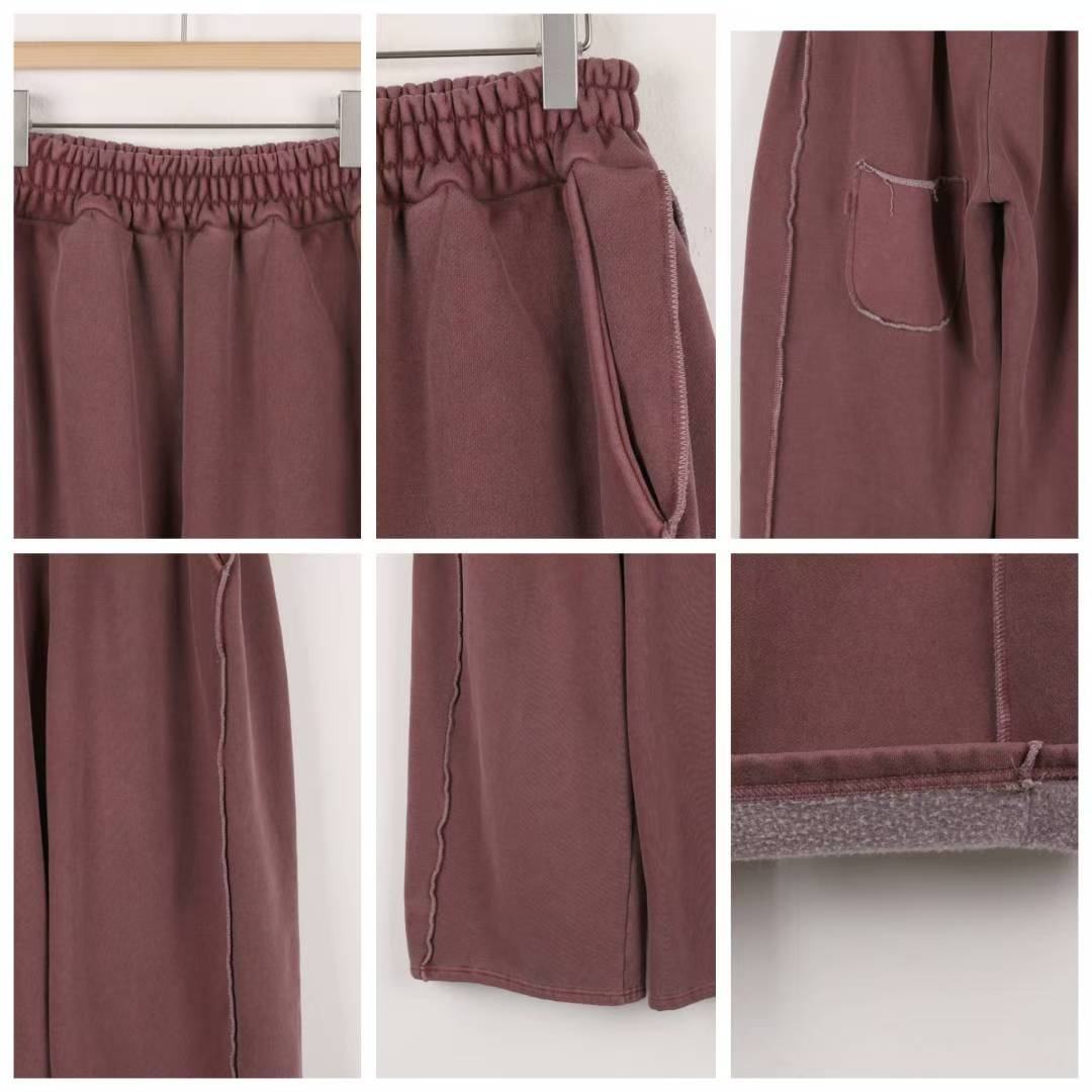 立體線段寬管直筒褲