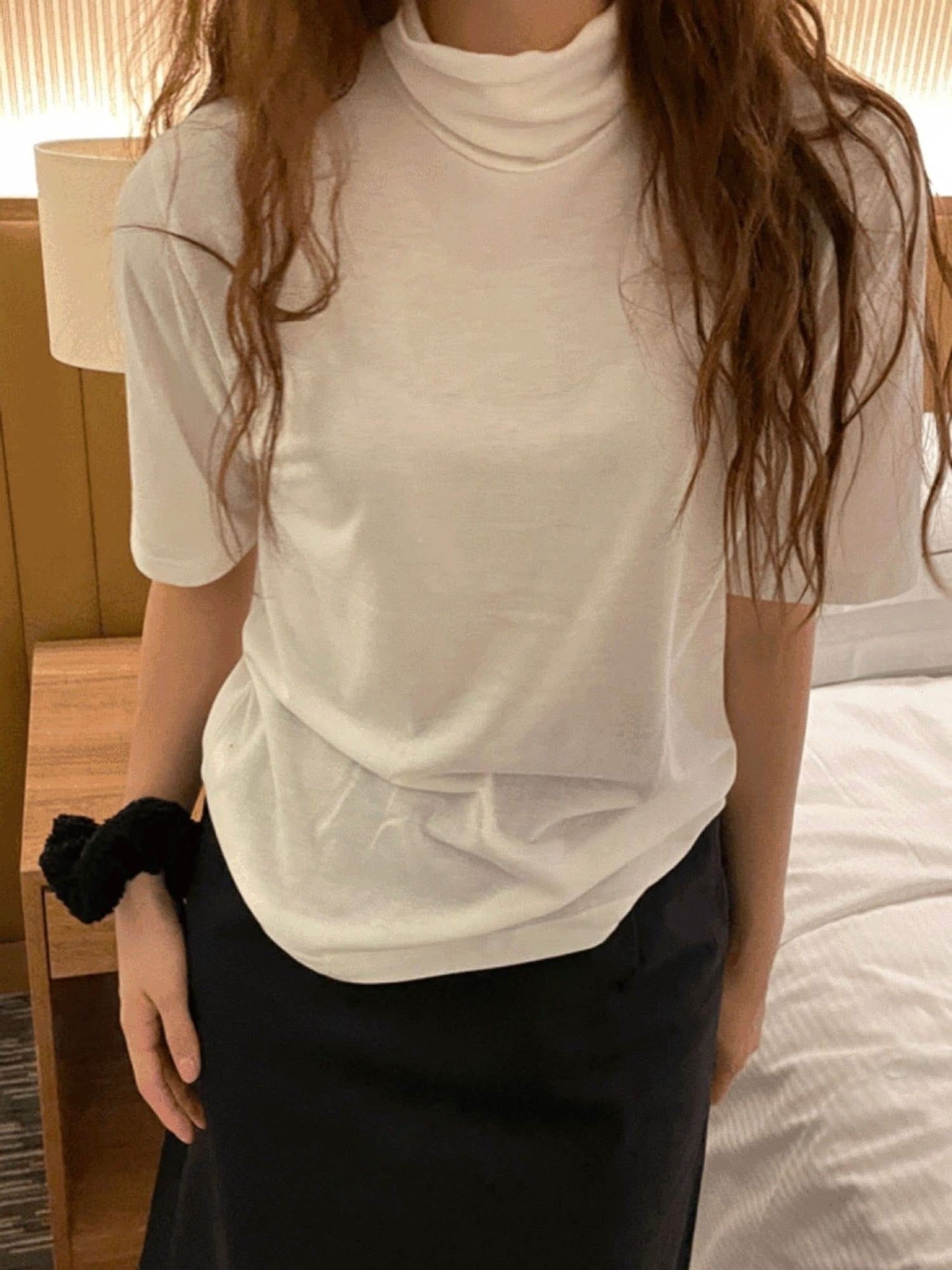 氣質微立領五分袖上衣