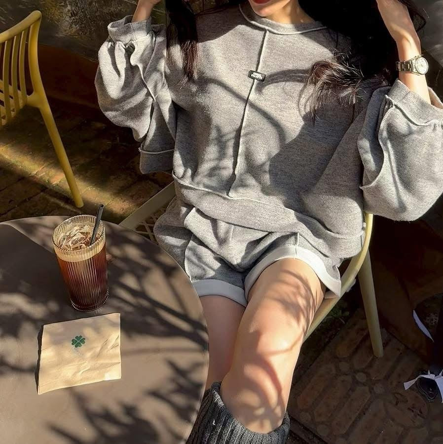 隨性小標籤寬鬆上衣/短褲