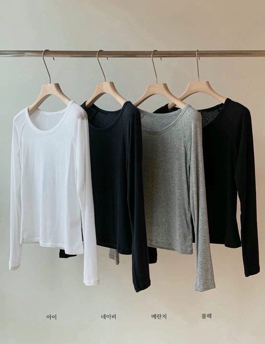 薄感羊毛天絲素面上衣