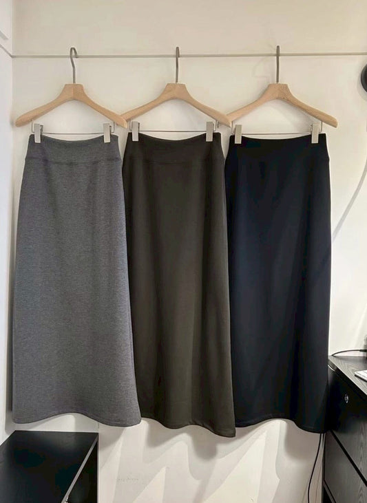 簡單穿素面長裙（內磨毛）