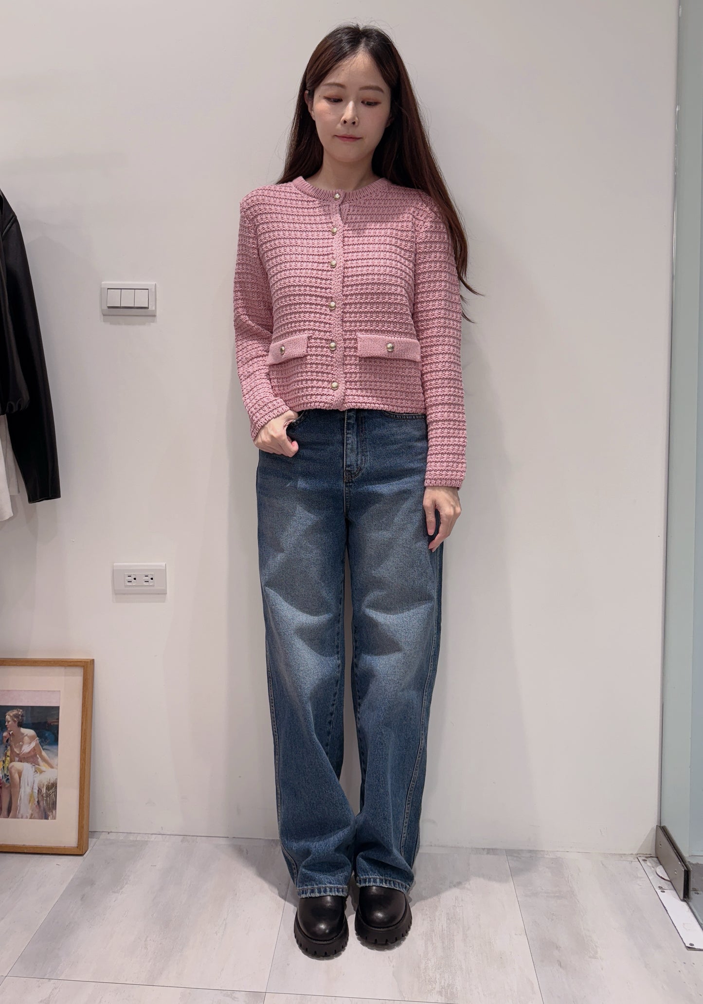 側壓雙線直身牛仔褲