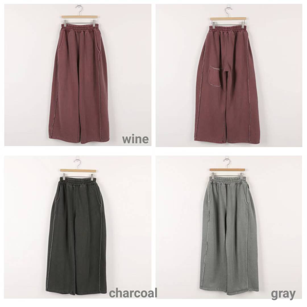 立體線段寬管直筒褲