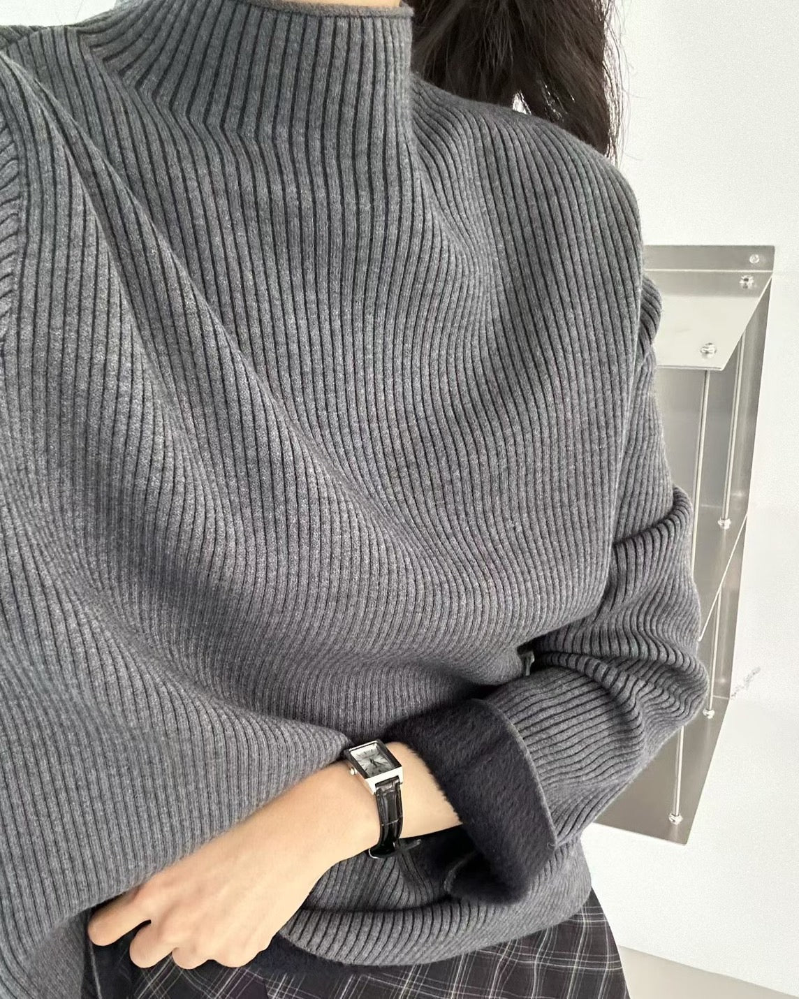 質感微領內刷毛上衣