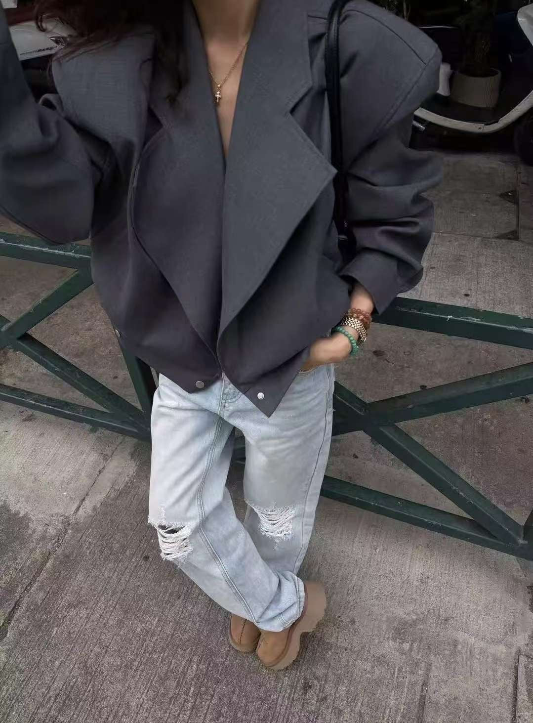 翻領俐落設計外套