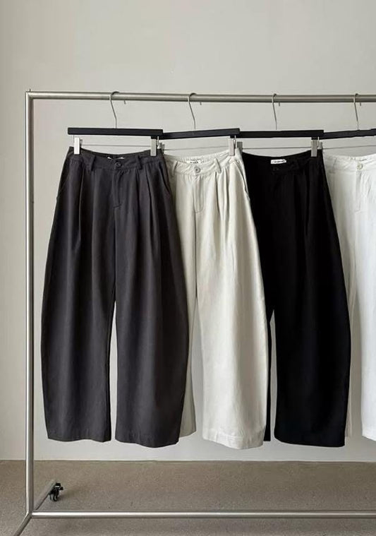 時裝設計感微寬直筒長褲