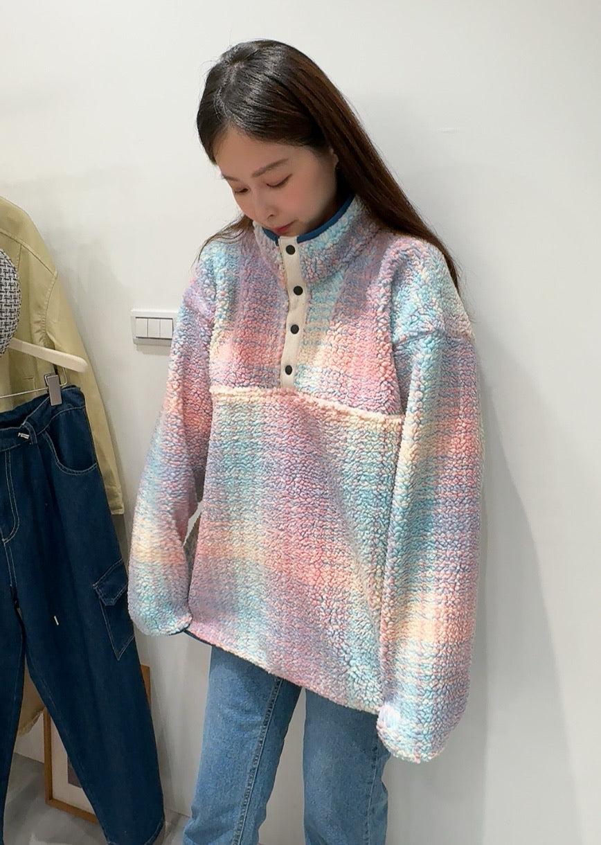 粉藍夢境Q絨休閒上衣